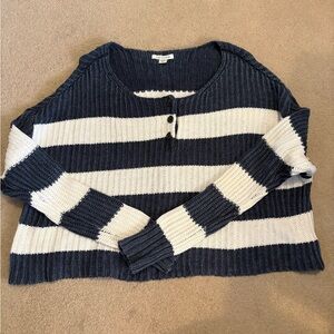 American Eagle Outfitters Navy and White Striped Sweater